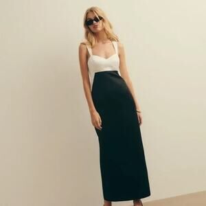 NEW Reformation Willy Maxi Dress White and Black Size 8